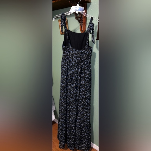 Lulu’s Glad to Meet You Black Floral Print Tie-Strap Tiered Maxi Dress sundress - Picture 9 of 10